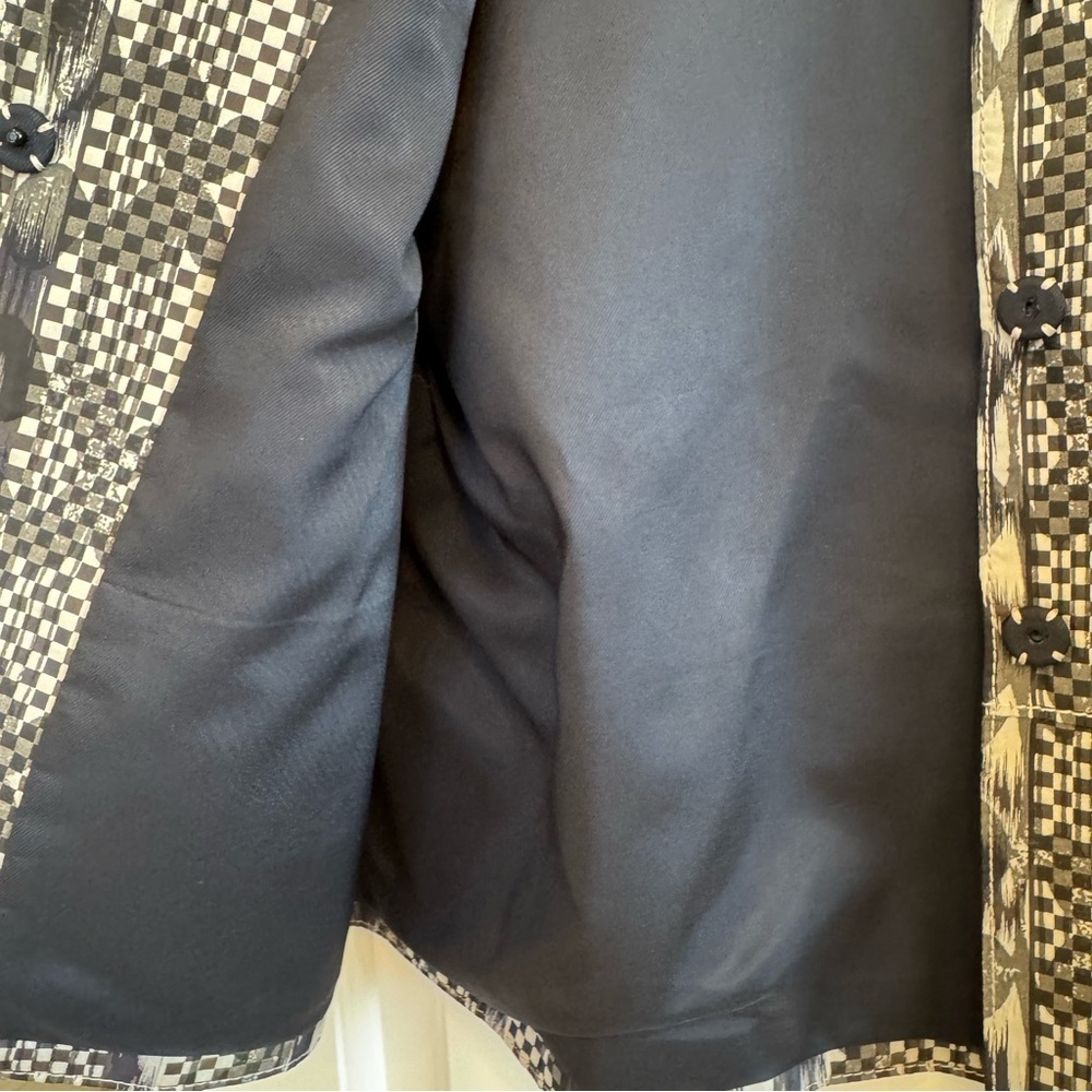 Piazza Sempione Jacket Batik Print Silver Black Buttons Gold Flecks EU 44/US 12 - Picture 5 of 10
